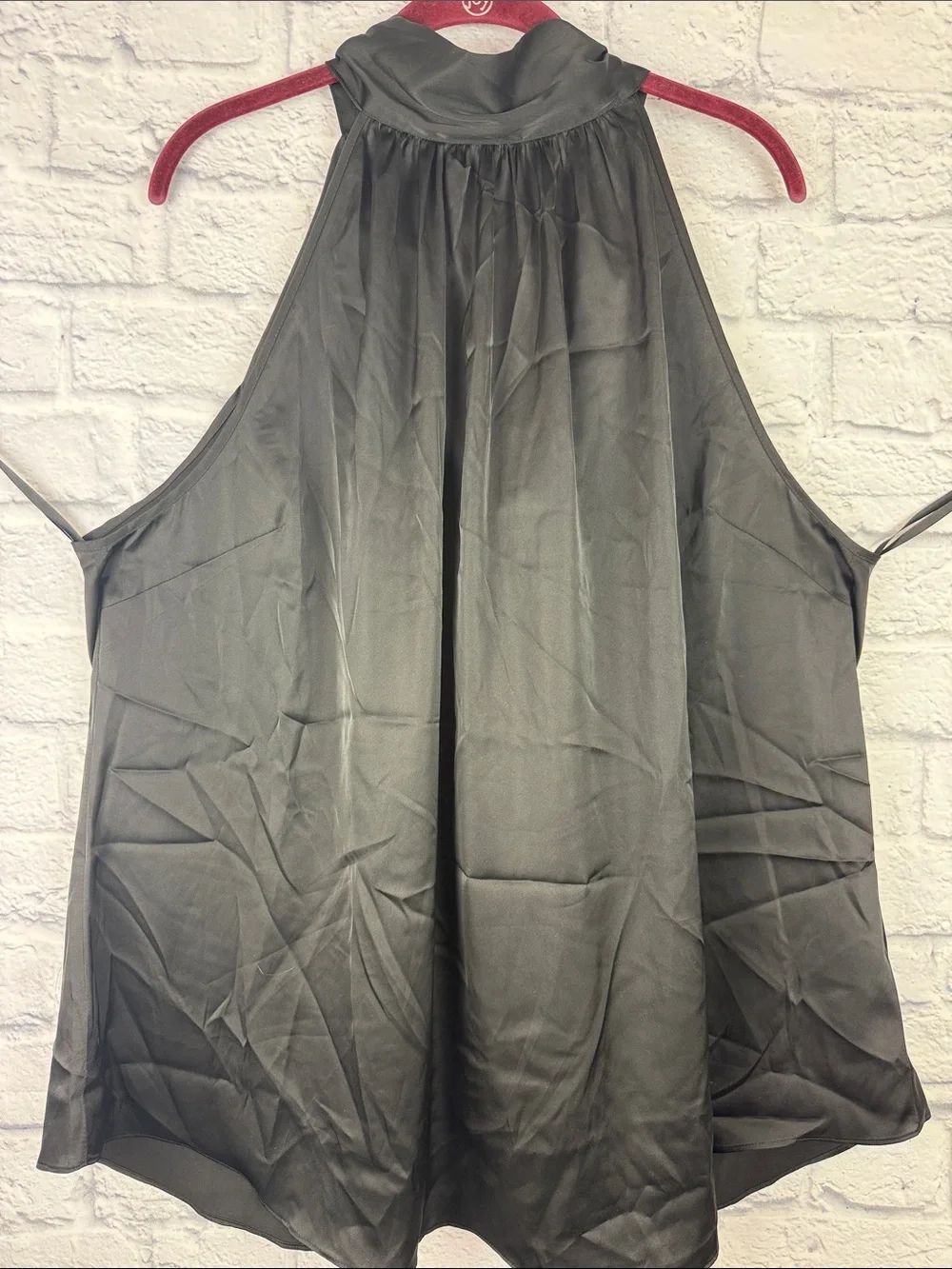 City Chic Black Satin Halter Neck Tie Back Size Large (20) NWT